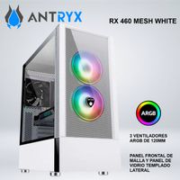CASE ANTRYX RX 460 MESH WHITE USB3.0 FAN X3 VIDRIO TEMPLADO