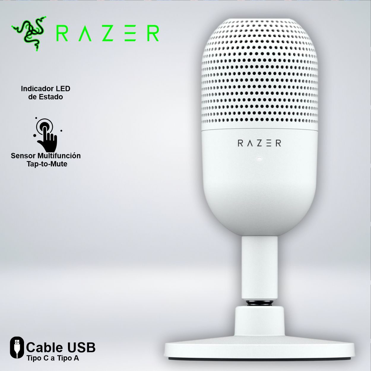 MICROFONO RAZER SEIREN V3 MINI SENSOR MUTE SUPREME RUIDO BLANCO