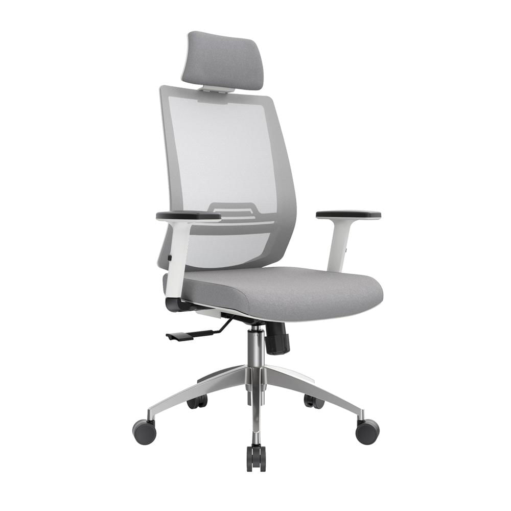 Silla Ergonómica Dubai Presidente Brazos 1D Aluminio Gris PN Ofideas