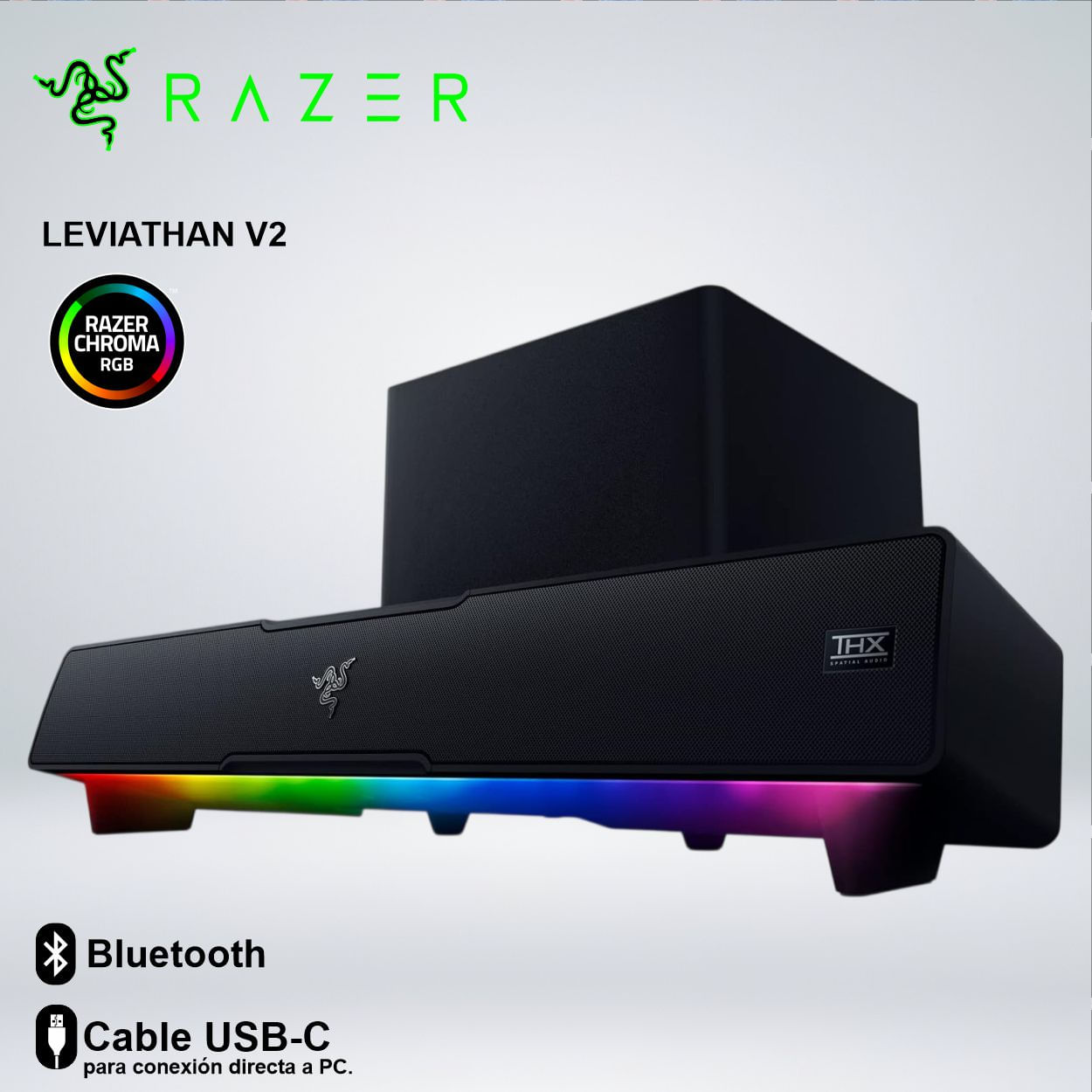 PARLANTES RAZER LEVIATHAN V2 RGB SUBWOOFER BLUETOOTH SONIDO 7.1