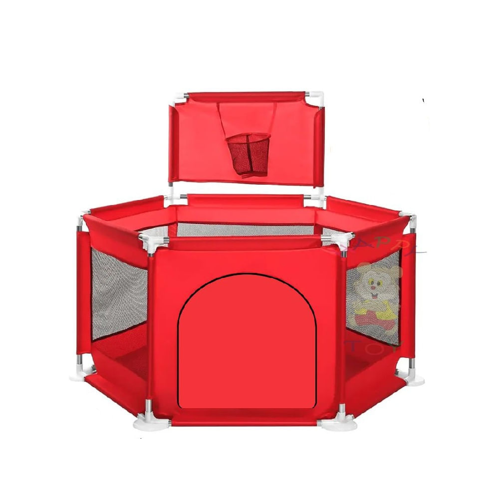 CORRAL HEXAGONAL CON BASQUET Plegable 128x110x65 cm