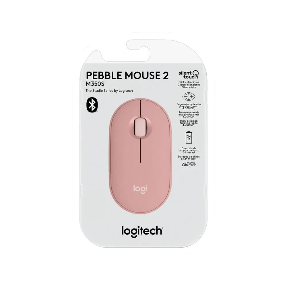 Mouse LOGITECH Pebble 2 M350S - Bluetooth - Portable - Rosado
