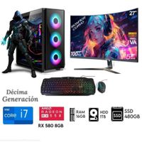 Computadora PC Gamer Core i7-10TH  Ram16GB  Disco HDD 1TB   SSD 480GB   RX 580 8GB M 27