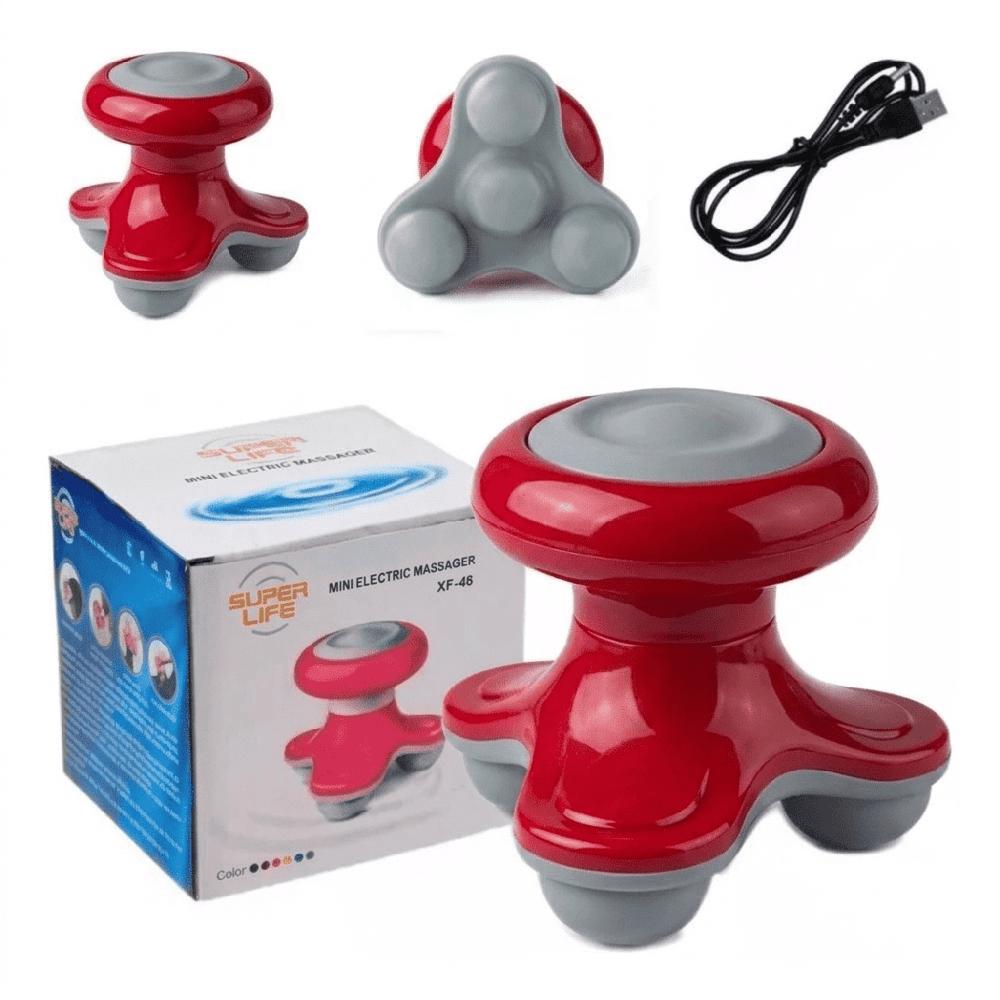 Mini Masajeador Eléctrico Portátil - Vibración - USB o Pilas AAA ROJO