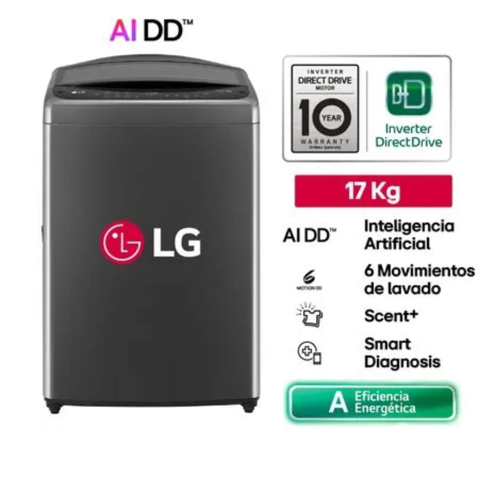 Lavadora LG 17 Kg Carga Superior  WT17BV6T- Negro Claro