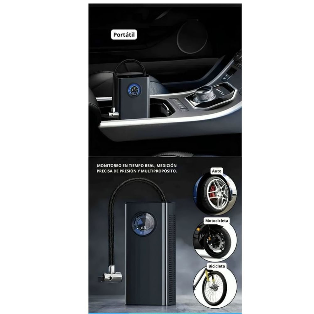 DUO Inflador De Autos + Ventosa Para Abolladura De Auto Negro DUO Inflador De Autos + Ventosa Para Abolladura De Auto Negro