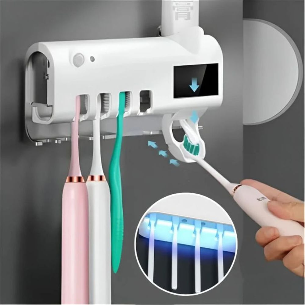 Porta Cepillo Dental Esterilizador con Desinfectante Luz Recargable Blanco Porta Cepillo Dental Esterilizador con Desinfectante Luz Recargable Blanco