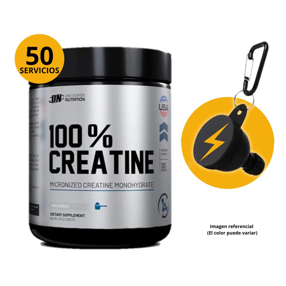 Creatina Universe Nutrition 250gr Monohidratada Micronizada y Portasuplementos