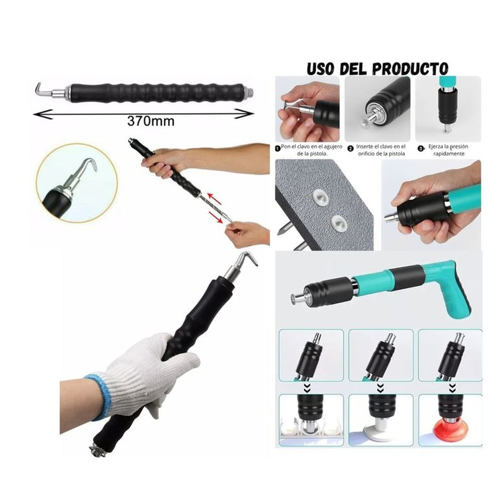 PACK Gancho Para Atar Alambre y Barilla + Pistola Fulminante De Clavos Negro PACK Gancho Para Atar Alambre y Barilla + Pistola Fulminante De Clavos Negro