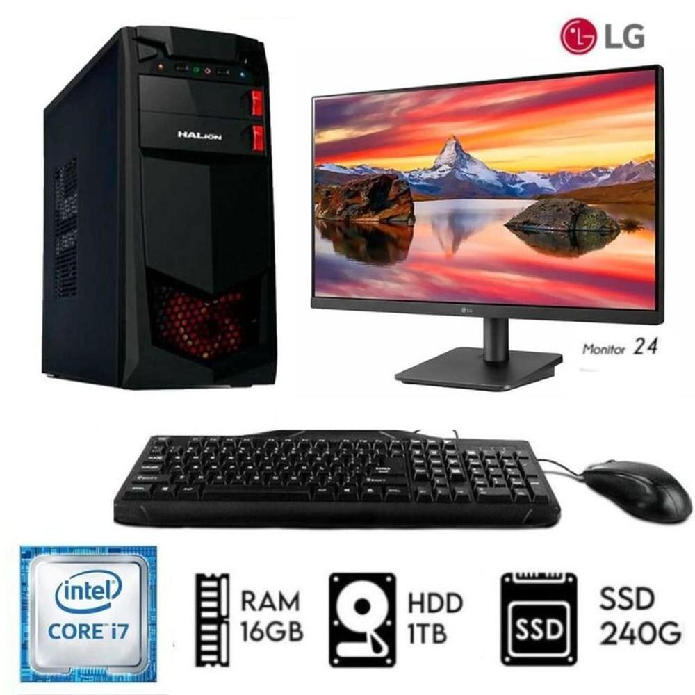 Computadora PC Intel Core i7 3.2ghz RAM 16GB HDD 1TB SSD 240GB Monitor 24LG