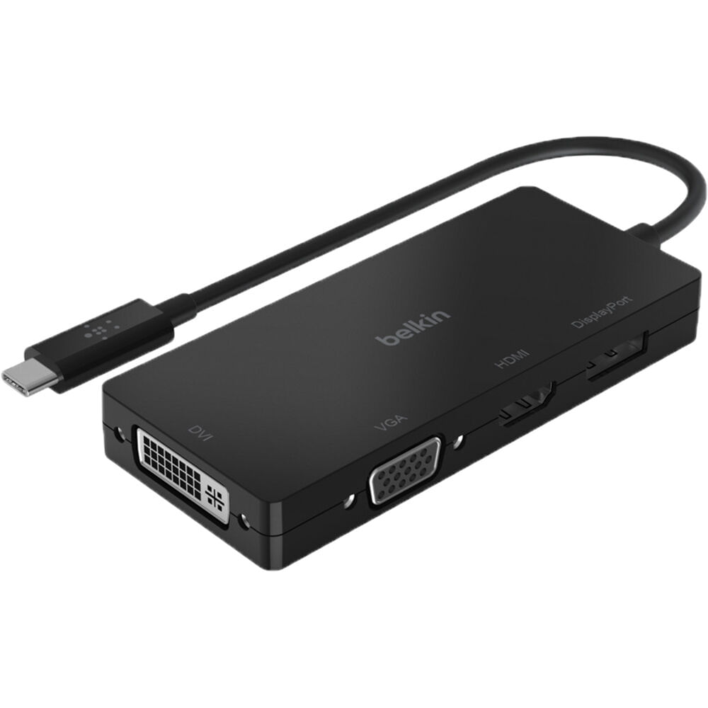 Adaptador Belkin USB Tipo-C a DisplayPort, HDMI, VGA y DVI - Diseño Compacto y Portátil, Plug-and-Pl