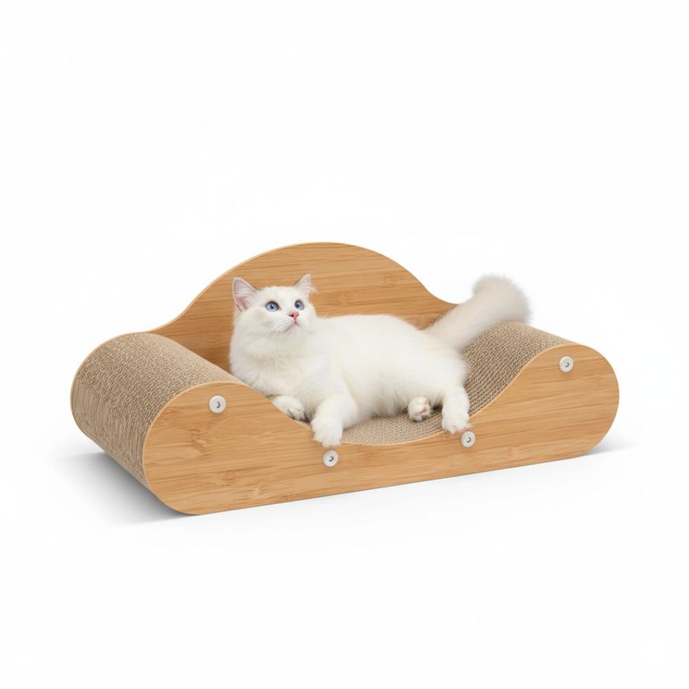Rascador Cama Para Gato Rectangular Curvo 2 en 1 de 20x60x25cm Rascador Cama Para Gato Rectangular Curvo 2 en 1 de 20x60x25cm