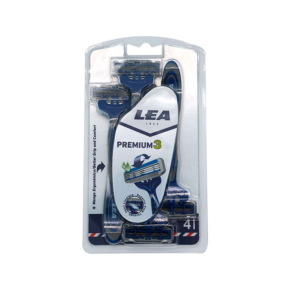 Máquina de Afeitar Lea Premium 3 Hojas - Blíster 4 UN