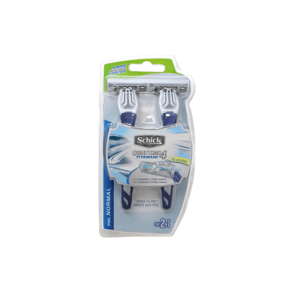 Prestobarba 4 Hojas Quatrro Schick - Blister 2 UN