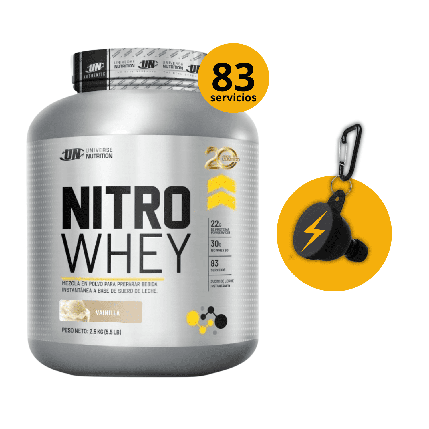 NITRO WHEY DE 2.5kg VAINILLA CON PORTASUPLES - PROTEÍNA WHEY