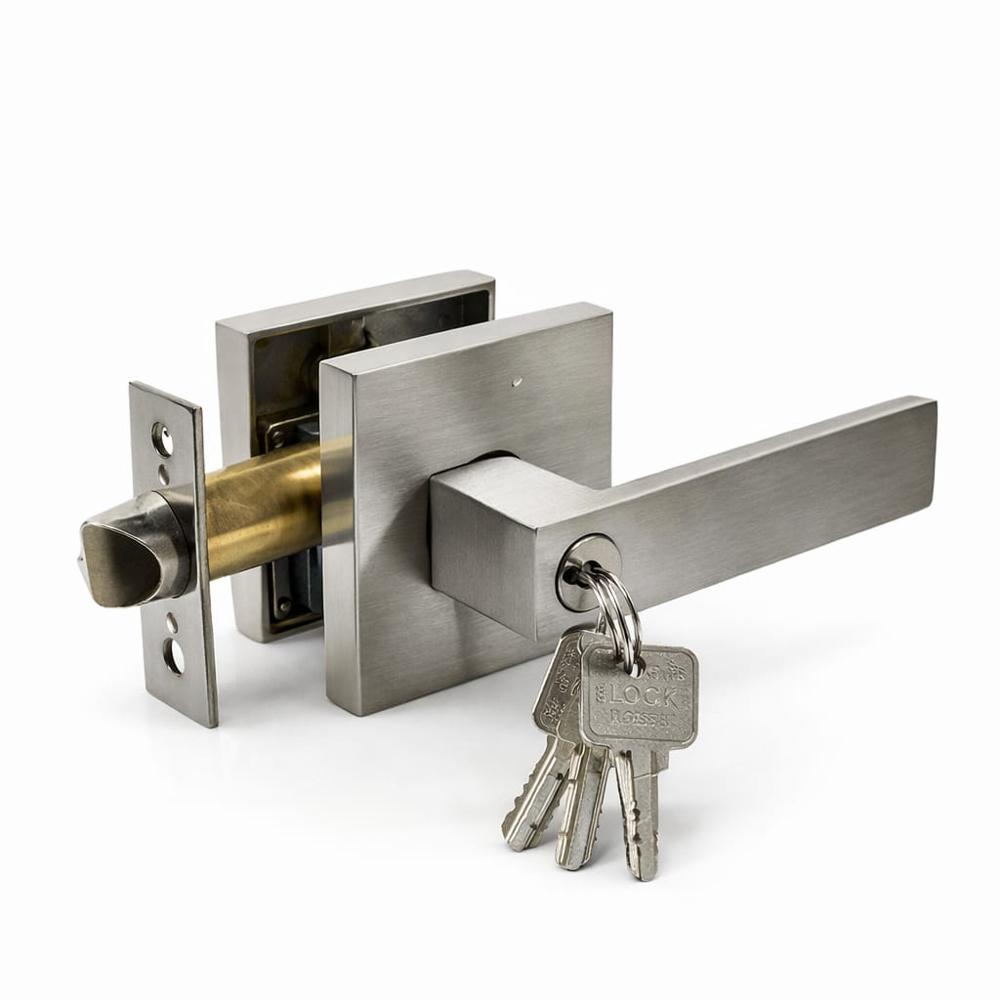 Cerradura Manija Dormitorio Acero Cuadrada Inox Portiza Cerradura Manija Dormitorio Acero Cuadrada Inox Portiza