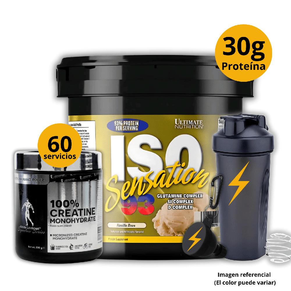 Proteína Iso sensations 93 de 5lb Vainilla - Creatina Kevin Levrone de 300gr - regalos