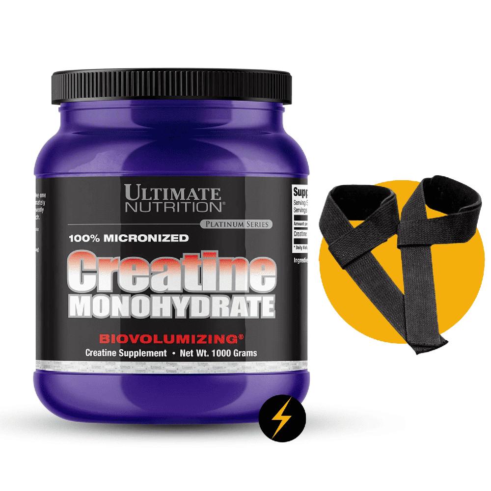 Creatina Ultimate Nutrition 1kg y scoop Monohidratada Micronizada y Straps