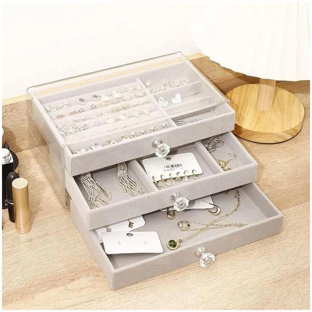 Joyero Organizador de Joyas y Accesorios 3 Niveles Acrílico Gris Joyero Organizador de Joyas y Accesorios 3 Niveles Acrílico Gris