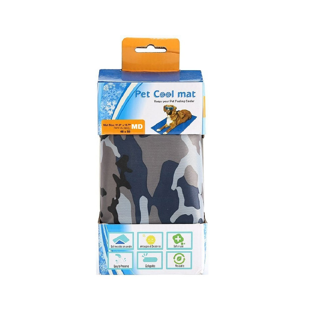 Colchoneta refrigerante para mascotas perros y gatos Pet Cool Mat diseño camuflado tamaño MD