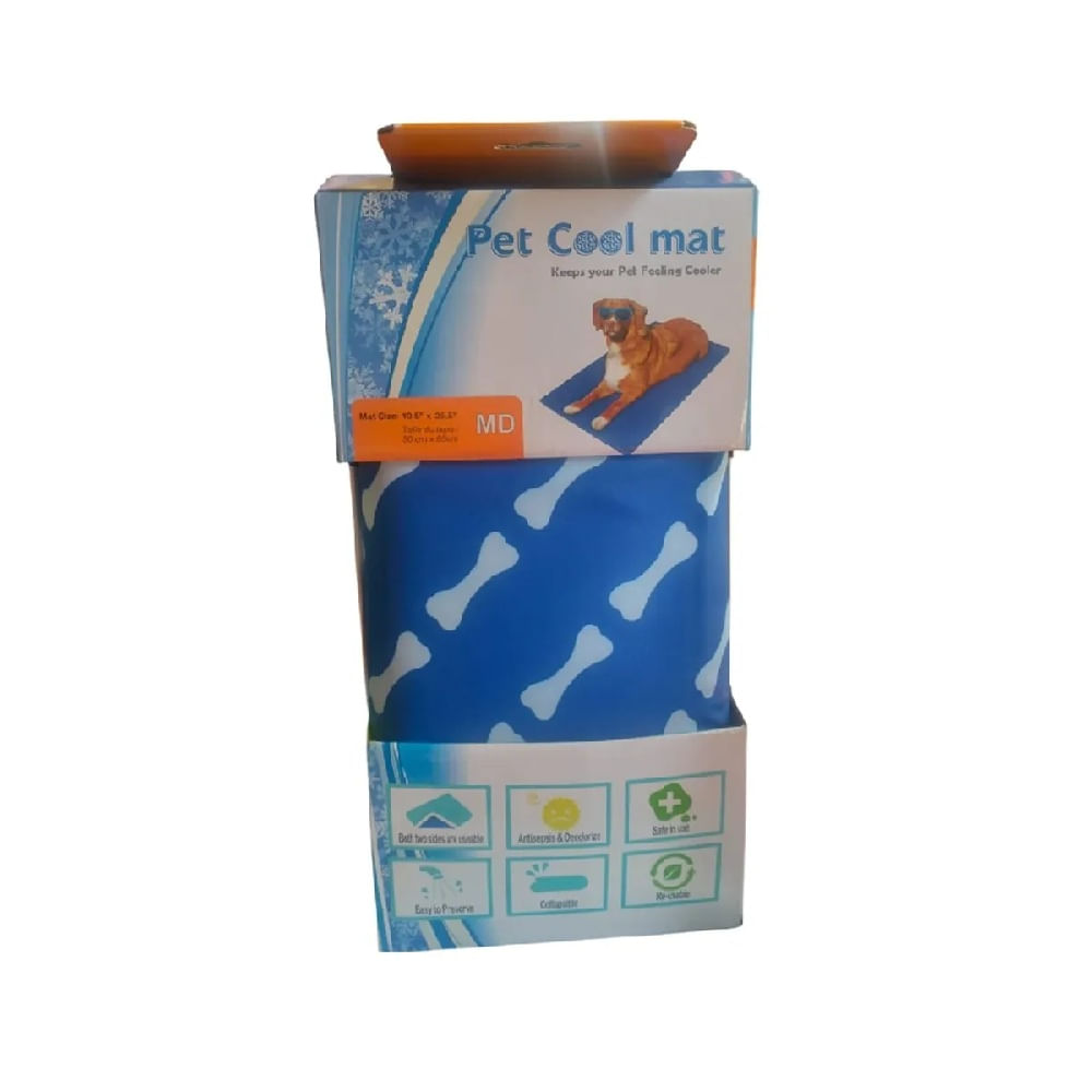 Colchoneta refrigerante pet cool mat para mascotas perros y gatos diseño Huesos talla MD