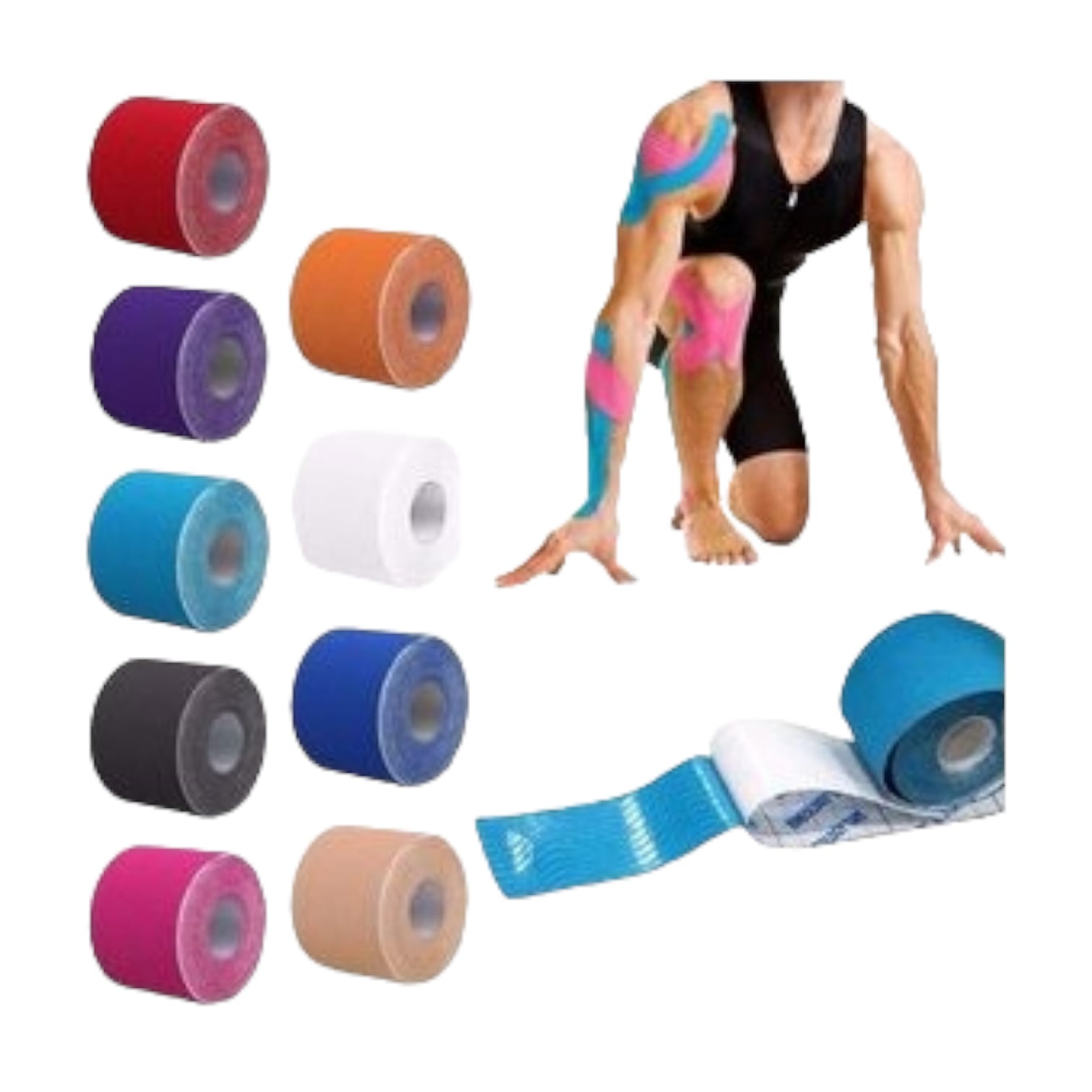 Kit De 3cintas Kinesiotape Venda Tape Rollo De 5m X 5cm