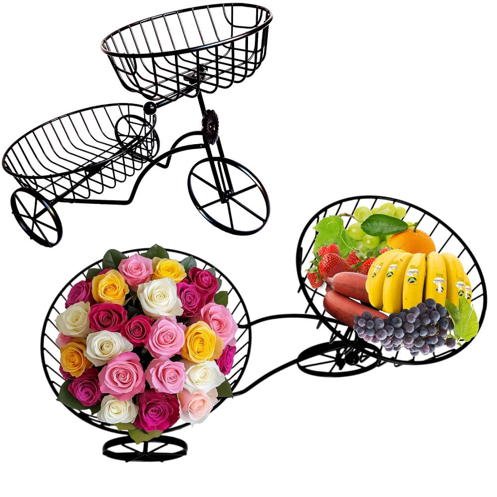 Macetero Cestas en Forma de Triciclo Organizador Encimera Decorativa