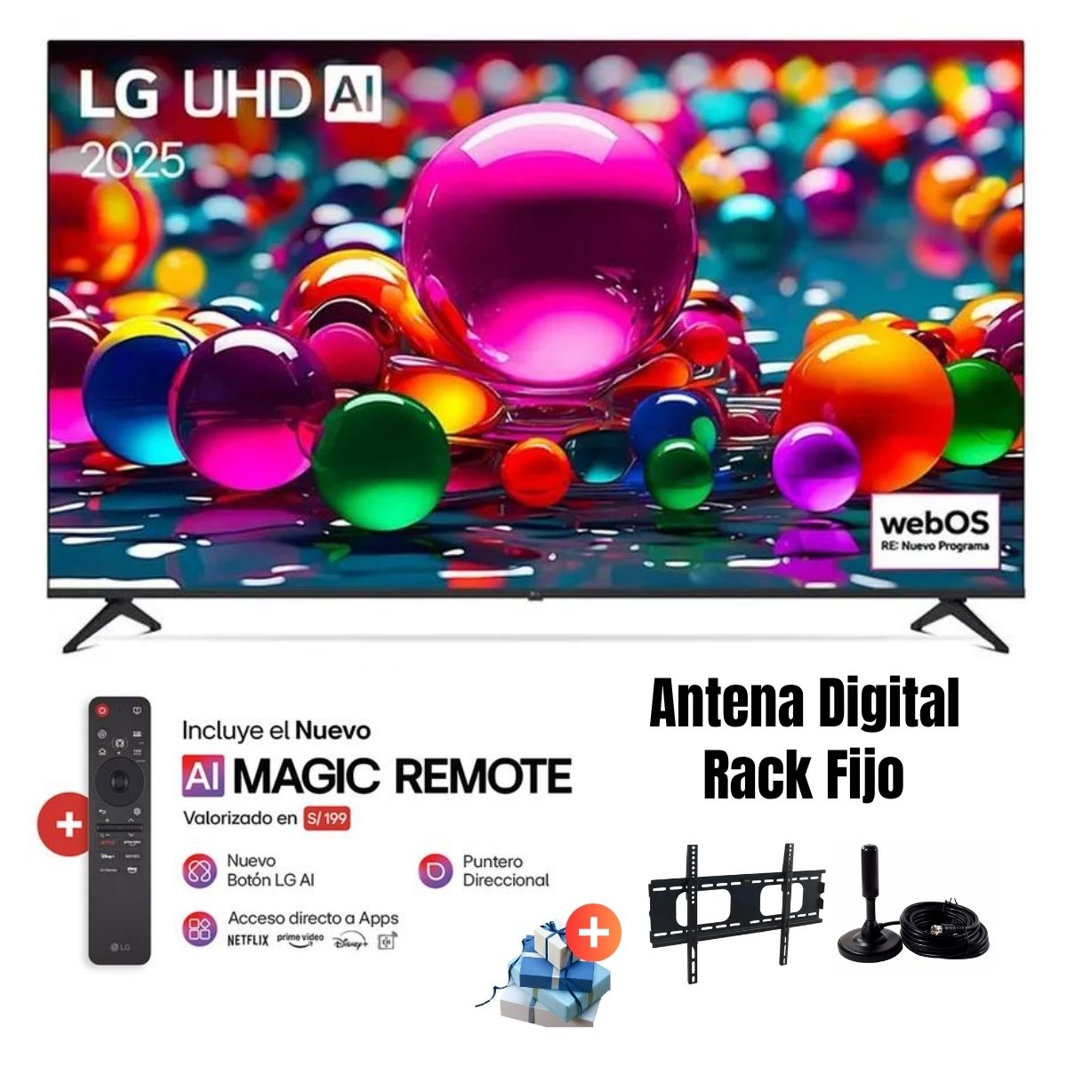 TELEVISOR 75'' LG UHD 4K 75UA8050PSA  THINQ AI 2025 - Ant -  Rack Fijo - Magic
