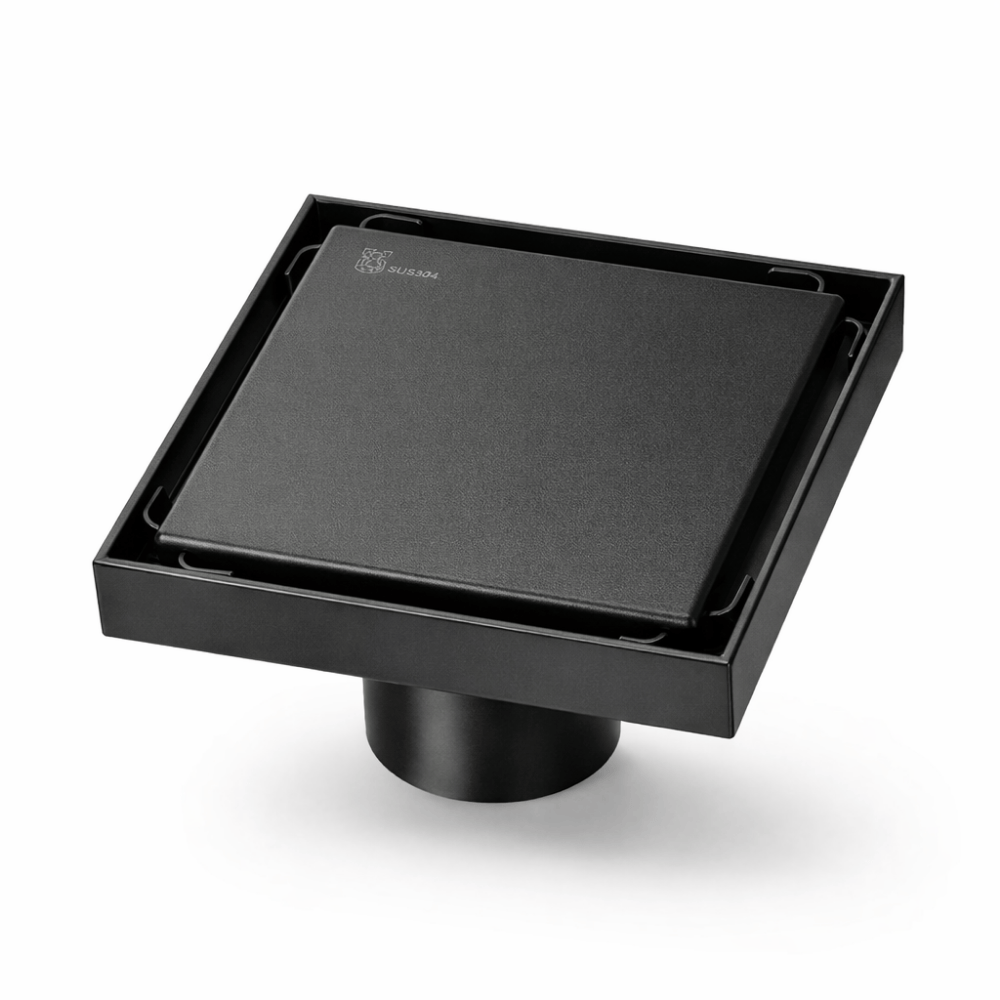 Sumidero Reversible 10x10cm Negro Mate de Acero SUS304