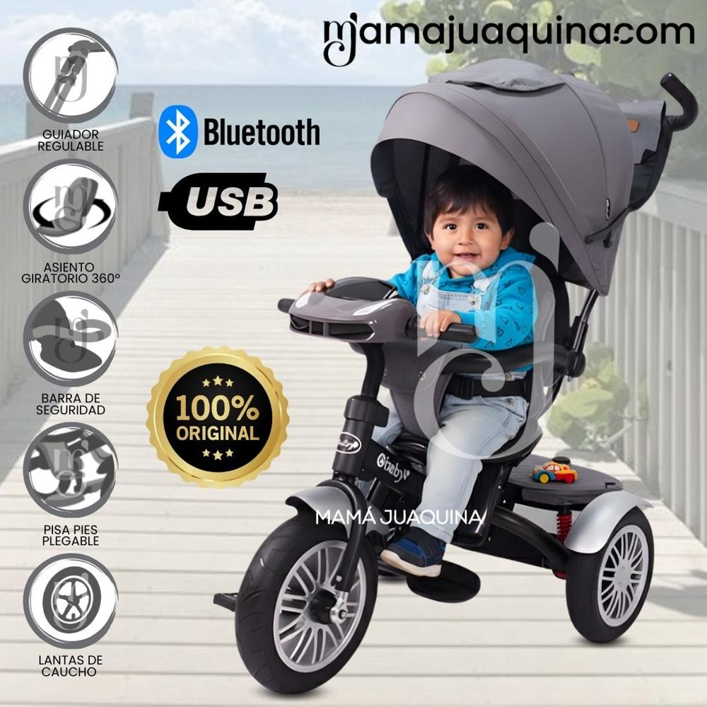 Triciclo Guiador 3 en 1 Ebaby ZOE Gray