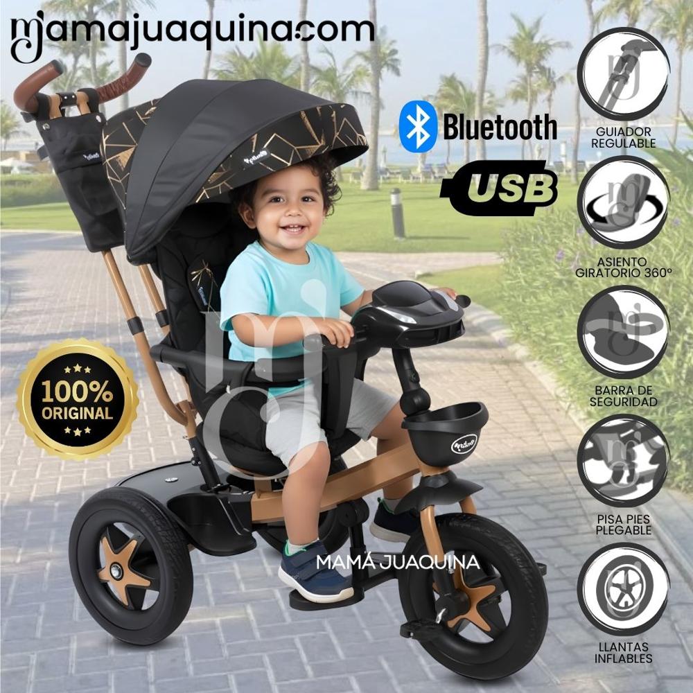 Triciclo Guiador para Niños TRIKE BIKE con Bluetooth Black