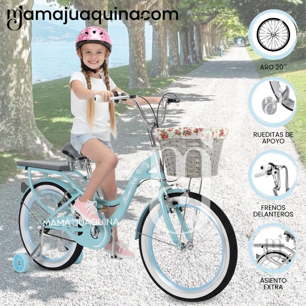 Bicicleta Campera para Niña Aro 20 BETTY con Canasta Turquesa