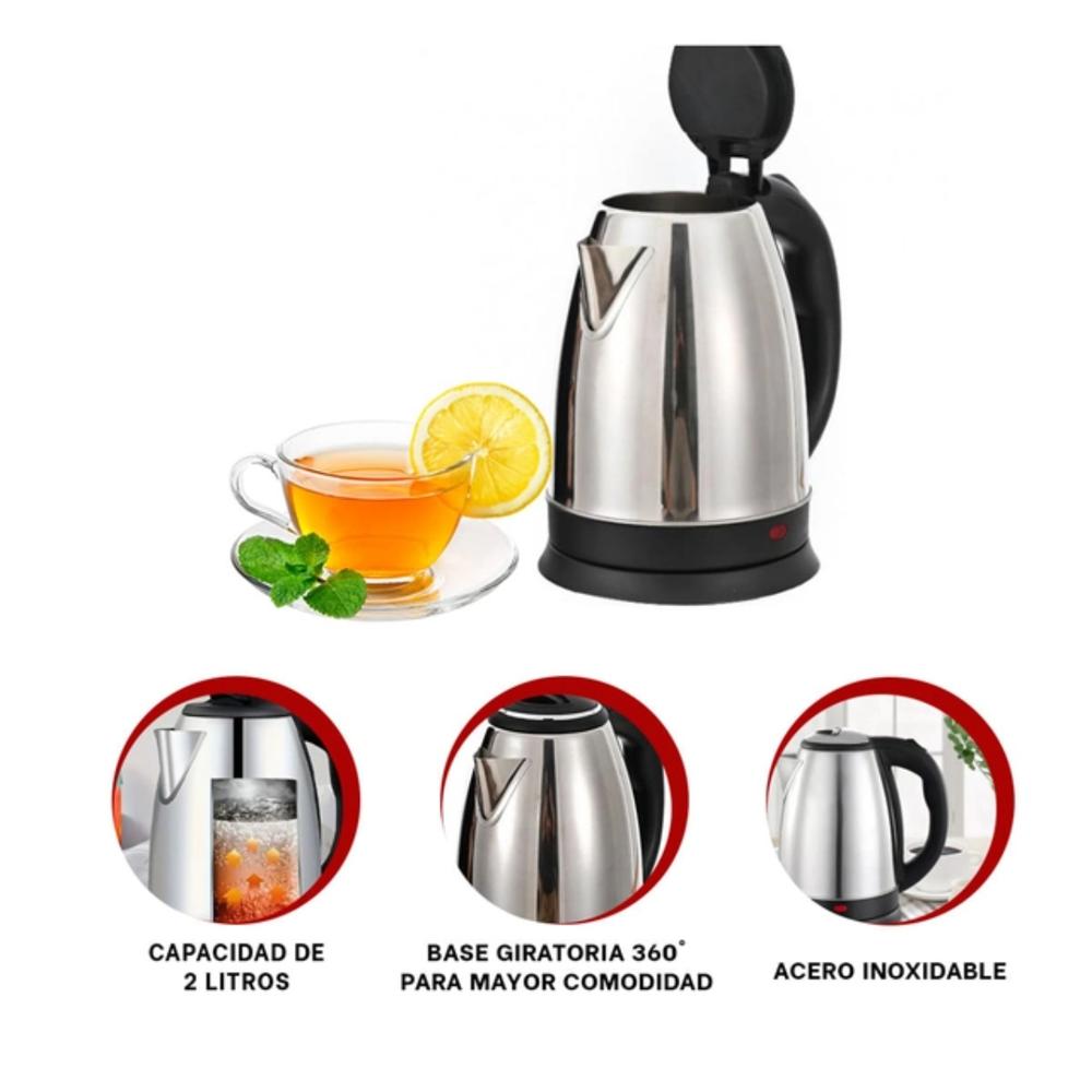 Hervidor Acero Inoxidable 2 Litros con Apagado Automático
