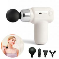 Pistola Masajeador 4 en 1 Masaje Muscular Multifuncional 5 Velocidades Blanco