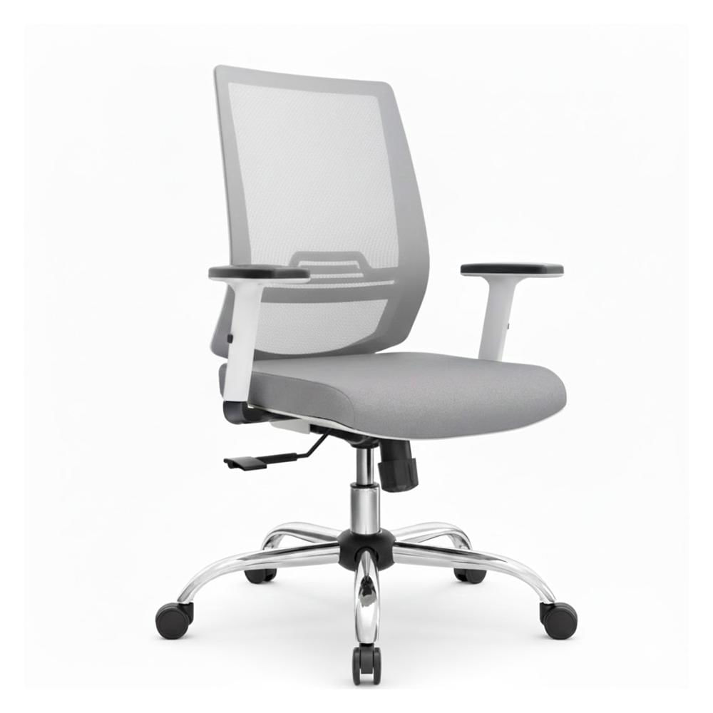 Silla Ergonómica Dubai Gerente Brazos 1D Cromado Gris PN Ofideas