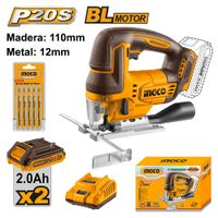 Sierra Caladora Brushless Ingco 20V CJSLI1008 con 2 Baterías 2.0AH con 1 Cargador FBCPK2212