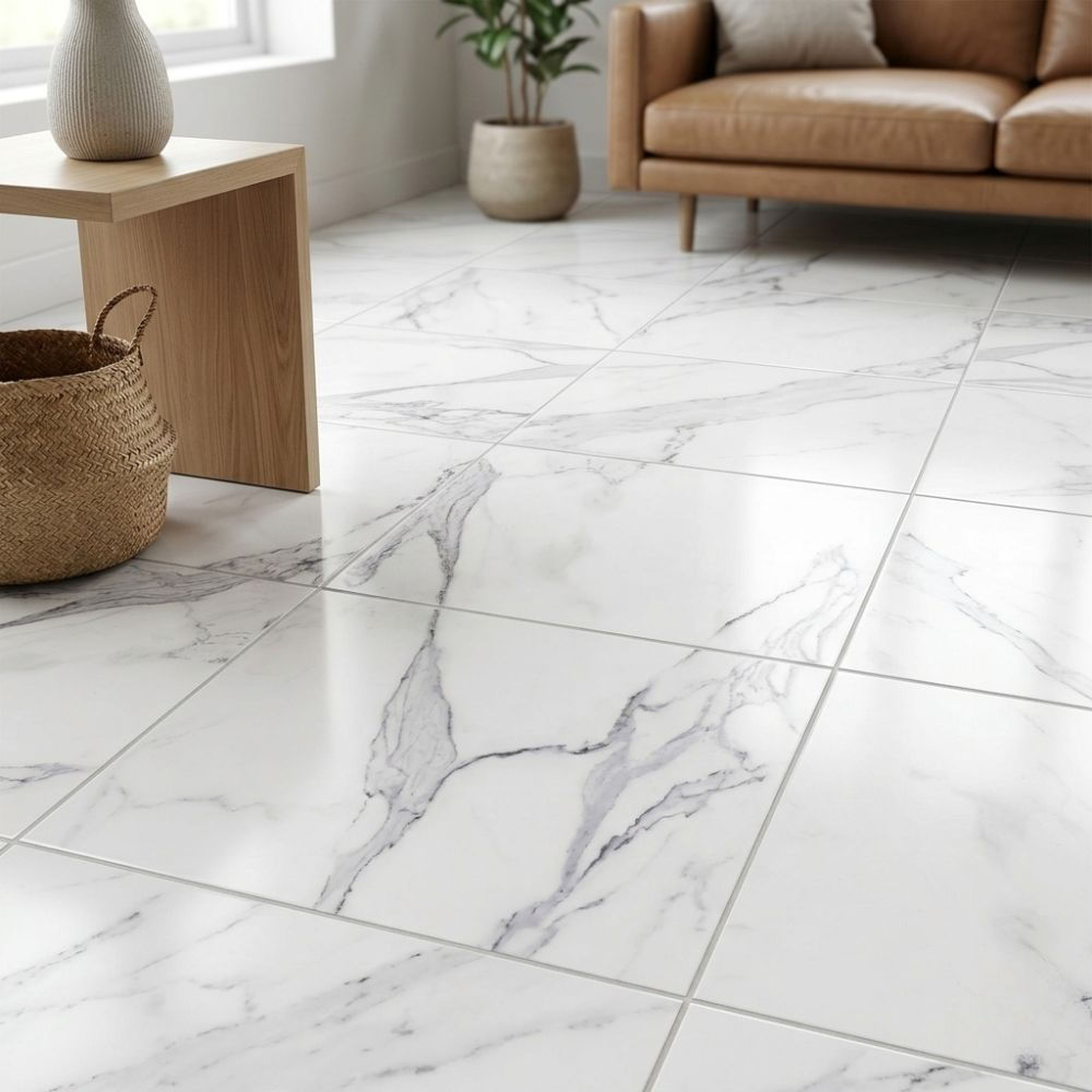 Piso Cerámico Marmolizado Luna Blanco 60x60cm 1.80m2 Celima