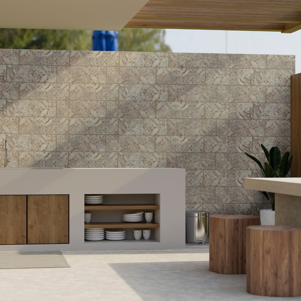 Pared Graficada Khaena Decor Beige 20x60cm 1.44m2 Gala