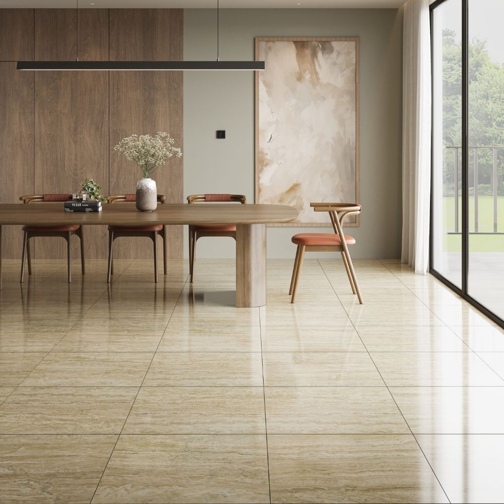 Piso Cerámico Marmolizado Piava Beige 60x60cm 1.80m2 Celima