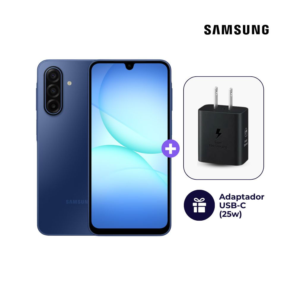 Samsung Galaxy A17 4G 128GB 6GB Ram Azul y Cargador USB-C Samsung Original 25W