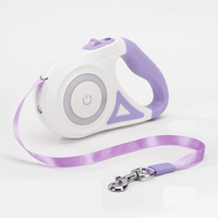 Correa Retráctil Hipidog con Linterna Led para Mascotas 5M de Color Morado
