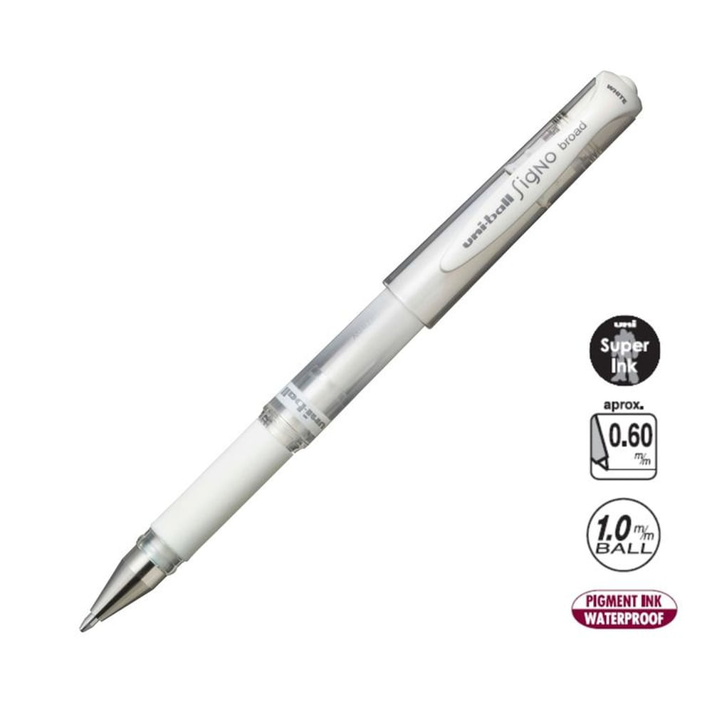 UNI Signo Broad UM-153 Bolígrafo Tinta Gel Blanco