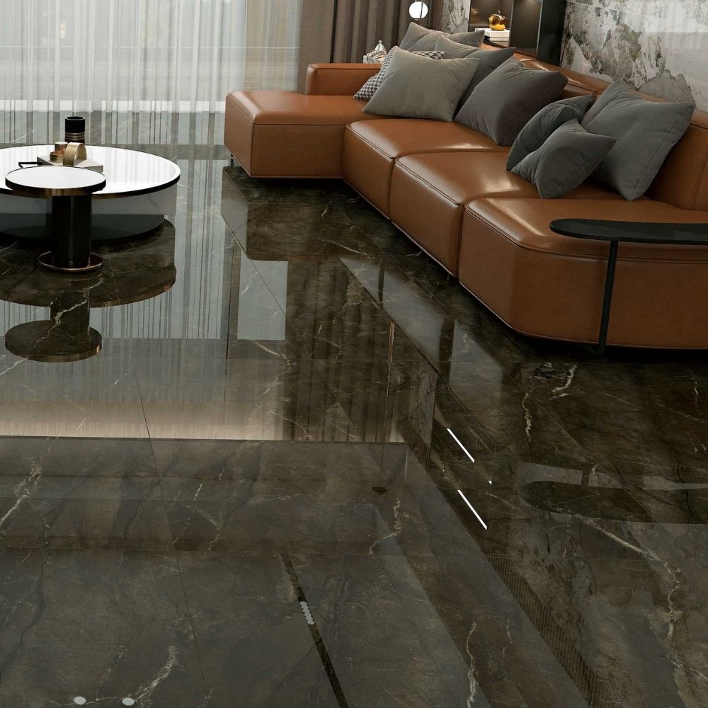 Piso Porcelanato Marmolizado Aria Chocolate 120x60 2.16m2 Orange