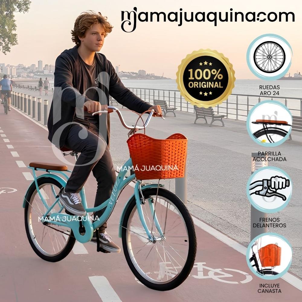 Bicicleta Campera Aro 24 VALENTINA Colección Exclusiva Turquesa