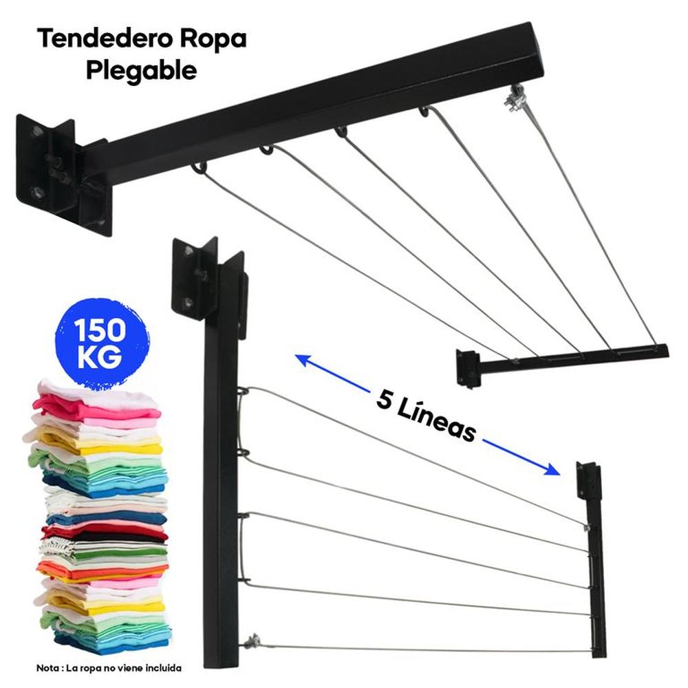 Tendedero Ropa Plegable Acero Soporte 150KG