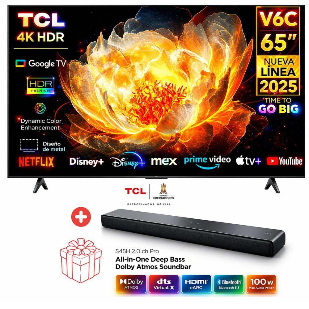 Televisor TCL 65 UHD 4K Smart TV 65V6C Mas Soundbar TCL