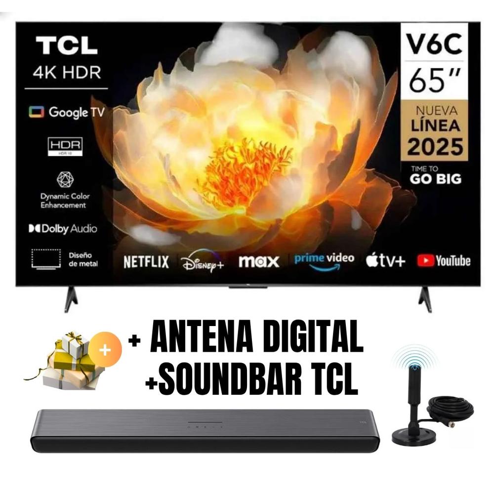 Televisor TCL LED 65 UHD 4K Smart TV 65V6C - ANT - SOUNDBAR TCL