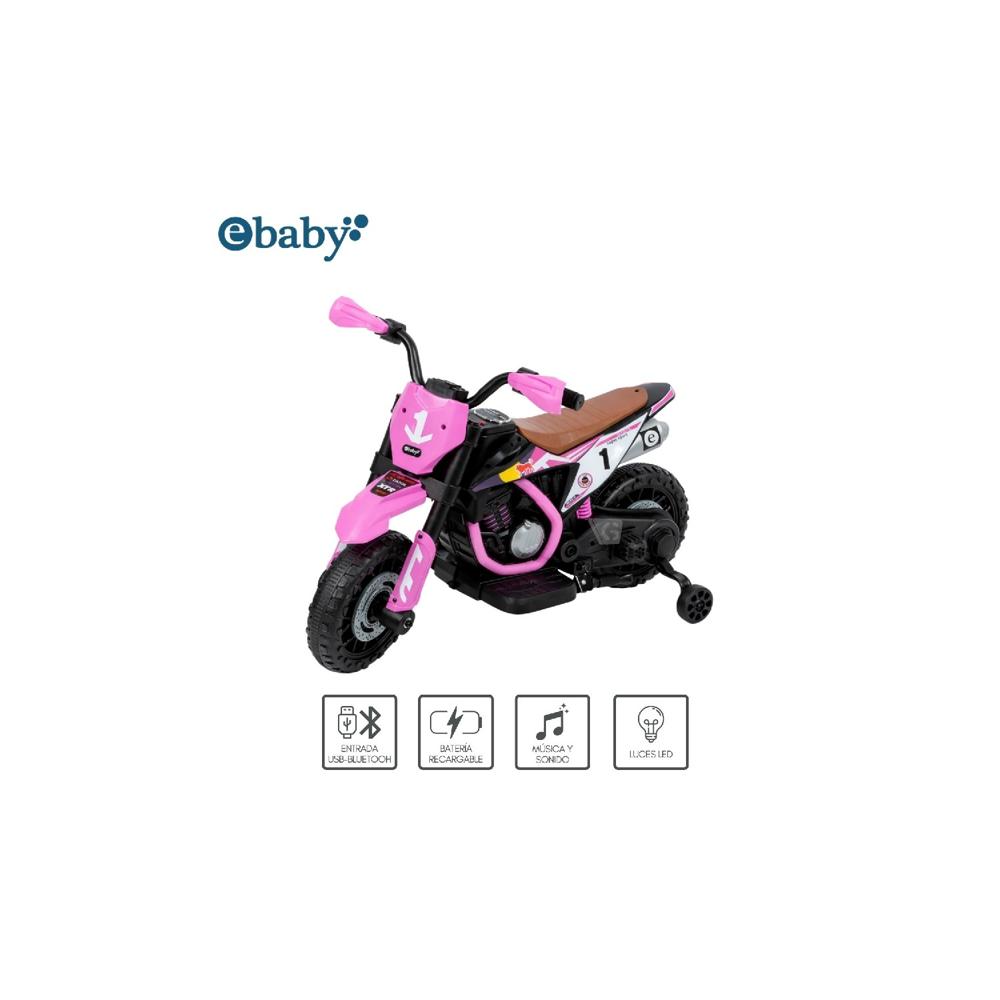 Motocicleta a Batería recargable musical y luces Ebaby Cod.349 Rosado