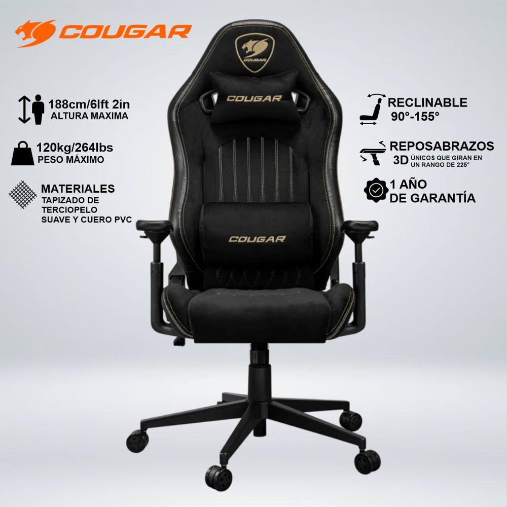 SILLA COUGAR EXPLORE ROYAL F COMODIDAD ESTILO ERGONOMIA RECLINA 155  NEGRO