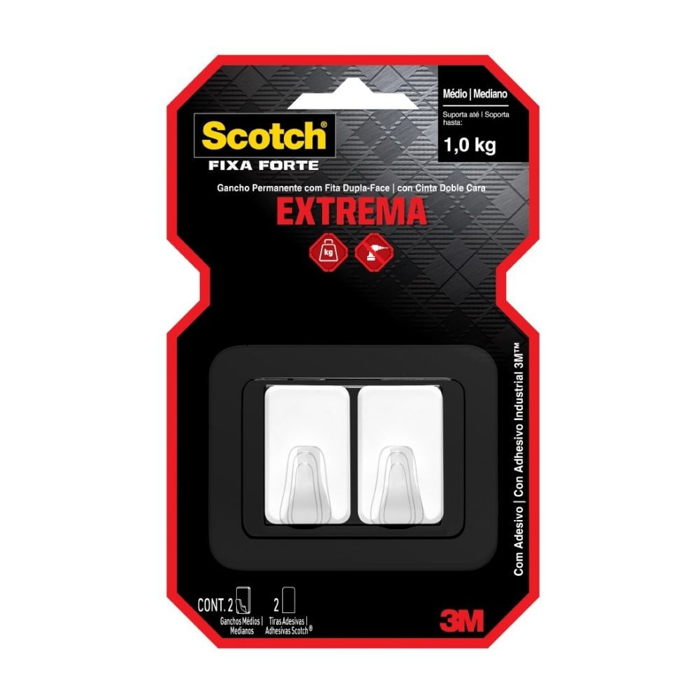 Gancho 3M Scotch Permanente Blanco Medio 1kg x 2 Unidades